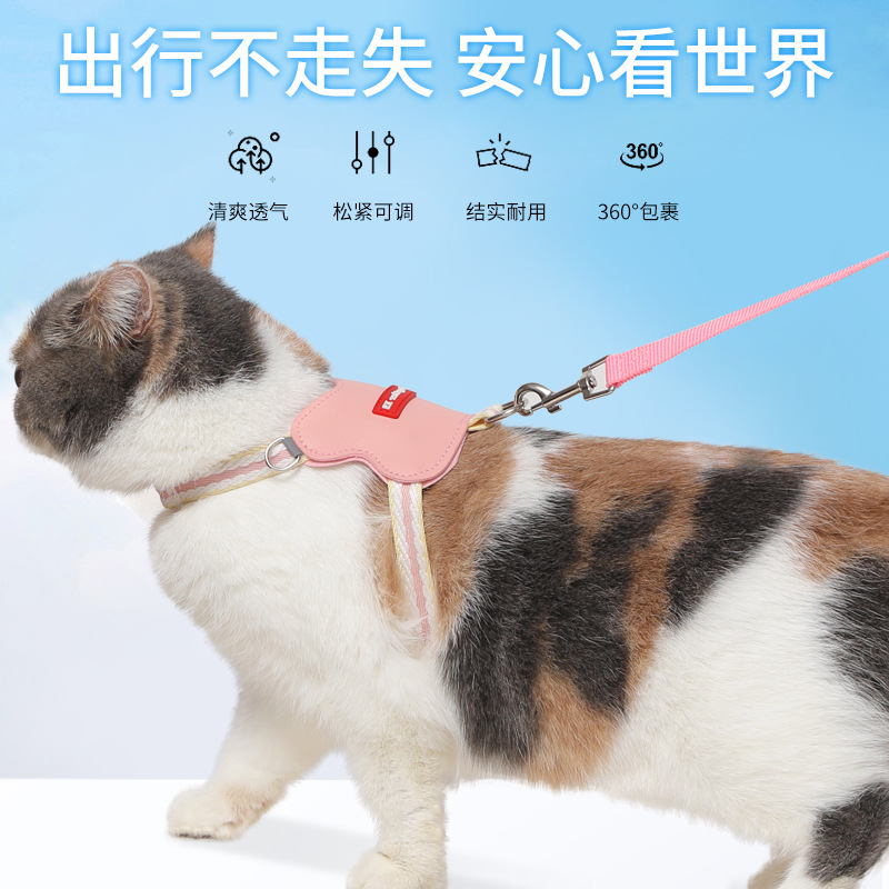 猫咪牵引绳背心式外出专用蓝猫防挣脱项圈布偶猫遛猫绳可调节背带 - 图3