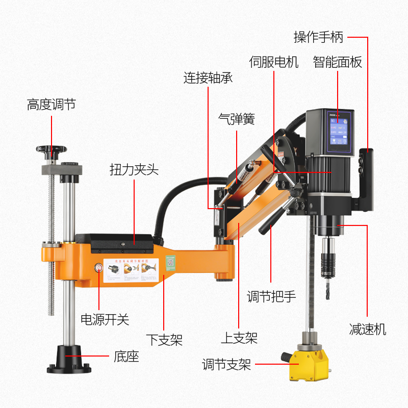 钻攻一体机磁吸台式电动打孔攻丝机全自动伺服摇臂万向小型攻牙机 - 图1
