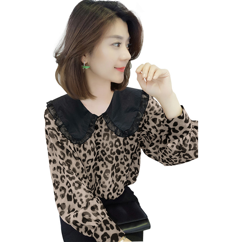娃娃领蕾丝豹纹欧洲站2022春季衬衫 娇奴姬衬衫