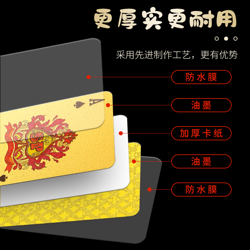 土豪金扑克迷你款Pet塑料防水迷你小扑克便携版黑扑克超Q旅行卡牌