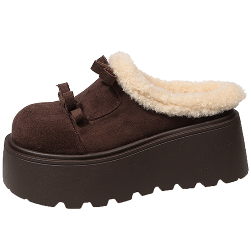 一脚蹬加绒勃肯鞋女2025新款秋冬保暖厚底增高懒人包头毛毛拖鞋,淘宝优惠券,粉丝福利购,淘宝优惠卷