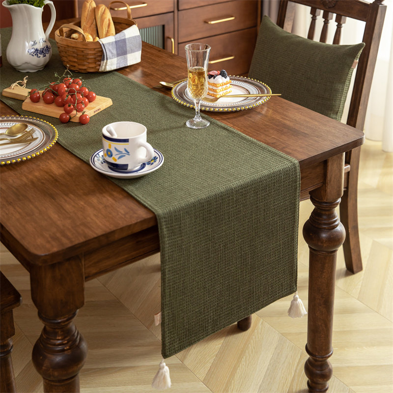 美式法式中古轻奢乡村棉麻绿白提花西餐桌茶台茶几鞋柜桌旗可定制,淘宝优惠券,粉丝福利购,淘宝优惠卷