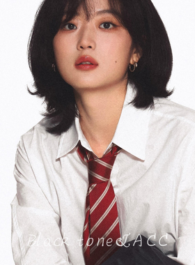 孙千同款红色条纹领带女学院风