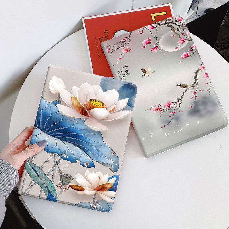 国风花朵适用苹果平板ipad10保护套air5/4带笔槽第九代mini6迷你2018年9.7寸air3/2022pro11硅胶防摔10.9软壳,淘宝优惠券,粉丝福利购,淘宝优惠卷