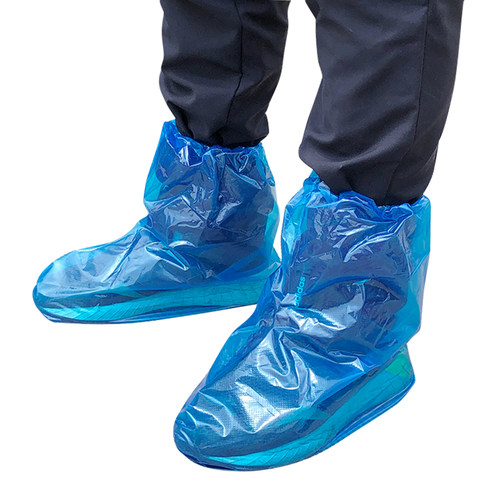 一次性防雨鞋套防水防滑雨天加厚长学生塑料脚套靴套户外漂流耐磨-图3