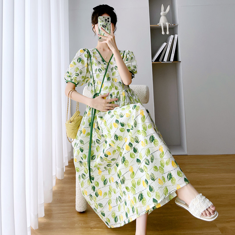 哺乳衣夏季外穿时尚新款法式连衣裙 宫适哺乳衣/月子服