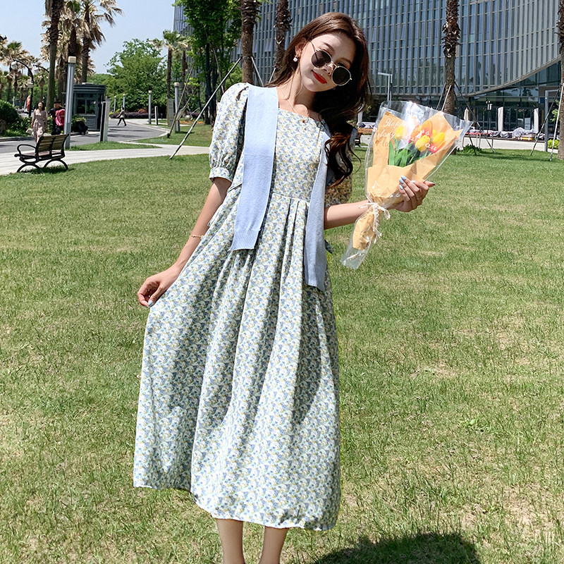 哺乳衣服夏季短袖气质显瘦碎花雪纺 宫适哺乳衣/月子服