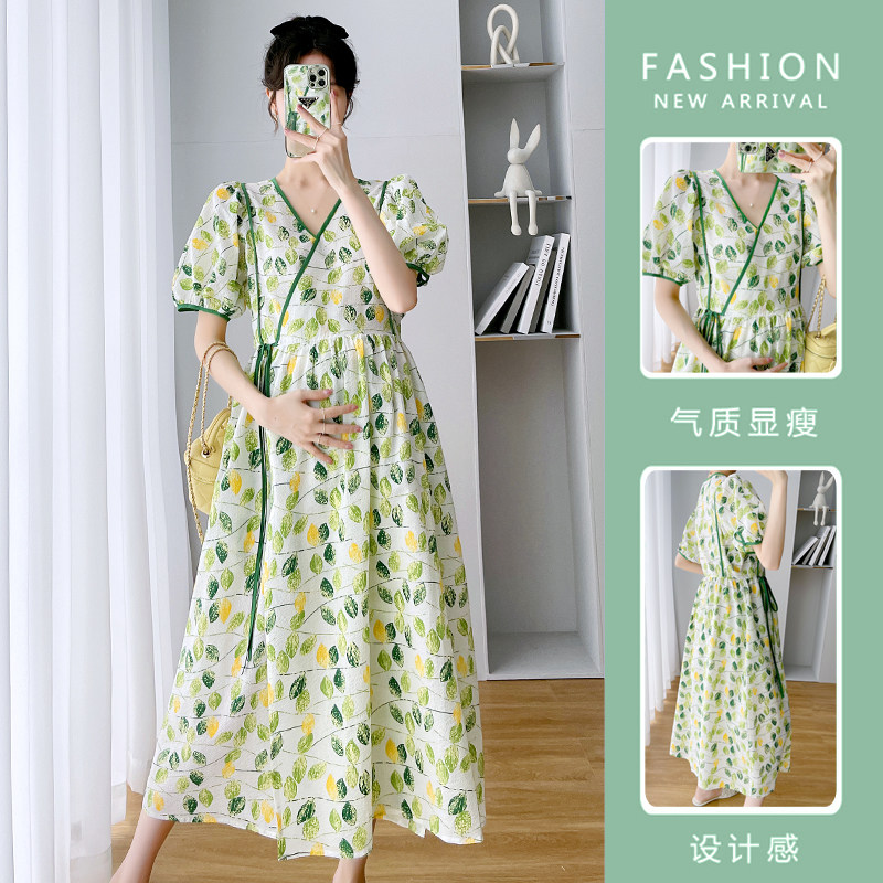 哺乳衣夏季外穿时尚新款法式连衣裙 宫适哺乳衣/月子服