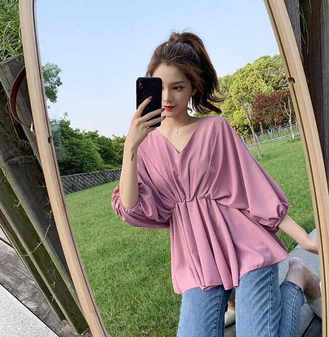 哺乳装外出夏季宽松雪纺潮款产后 宫适哺乳衣/月子服