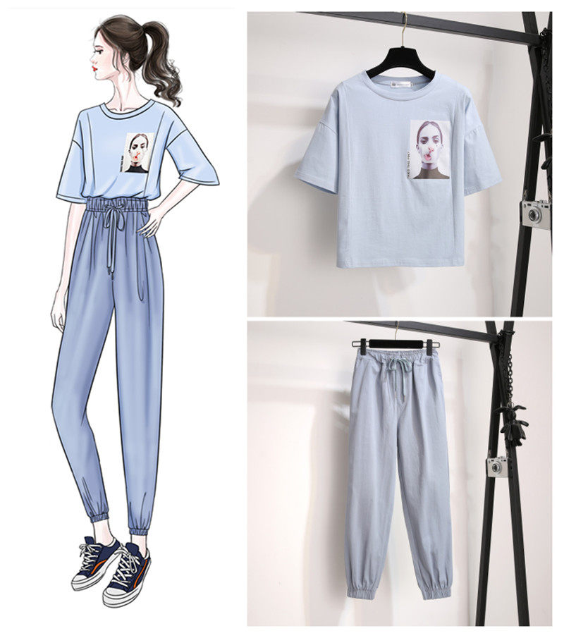 哺乳衣2020夏短袖套装款产后阔腿裤 宫适哺乳衣/月子服