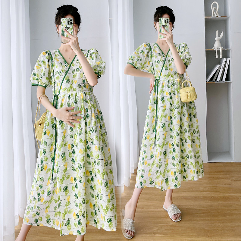 哺乳衣夏季外穿时尚新款法式连衣裙 宫适哺乳衣/月子服