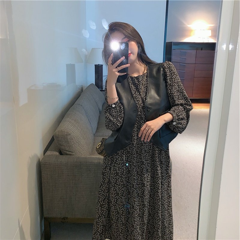 哺乳秋装外出复古碎花长款套装马甲 宫适哺乳衣/月子服