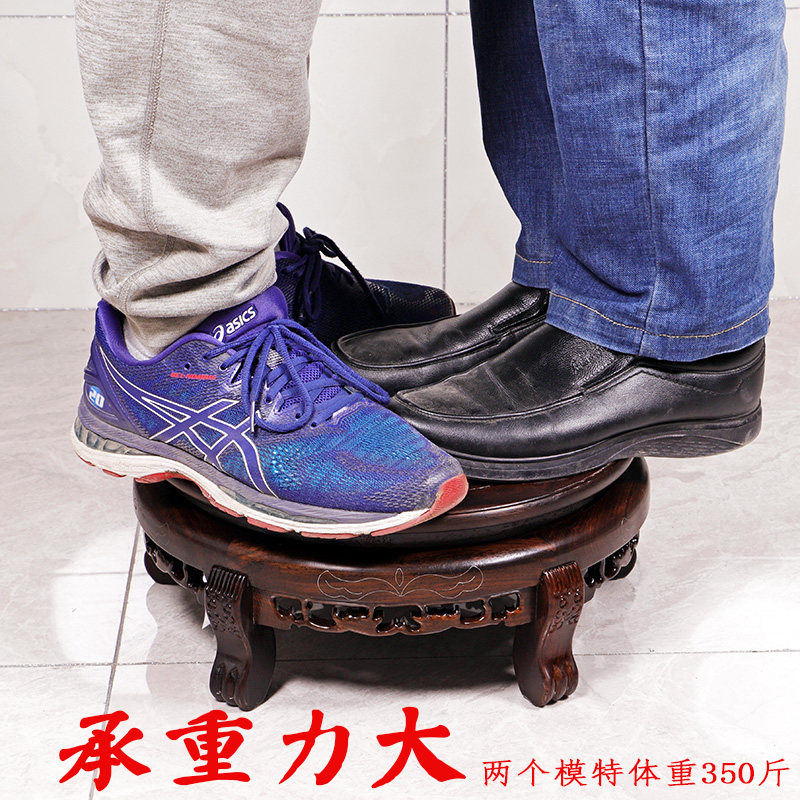 黑檀木圆形花瓶底座实木花盆奇石盆景酒坛荷花缸加高摆件木底托架