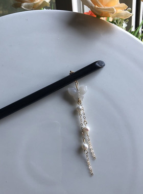 高级感天然檀木发簪可盘发木棍簪
