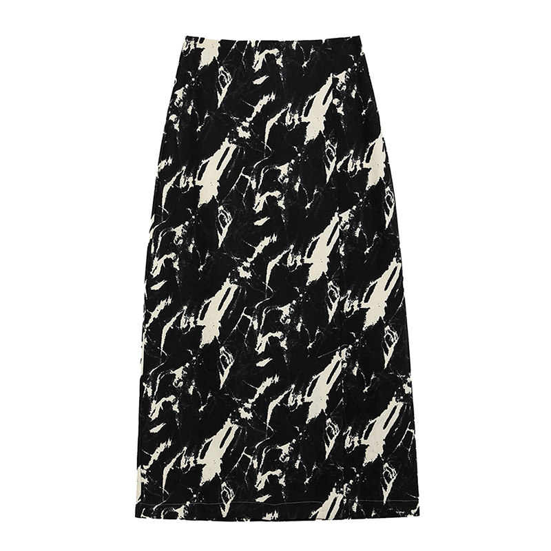 扎染高腰开叉中长款2021春秋半身裙 惜熙萱半身裙