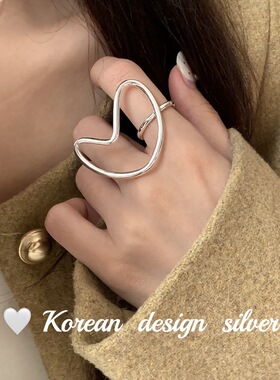 S925纯银爱心开口叠戴女戒