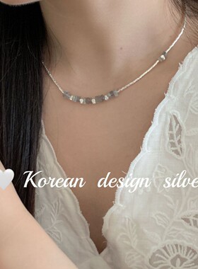 S925纯银月光石拉丝锁骨链女款