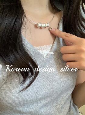 S925纯银三颗圆球轻奢锁骨链女
