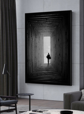 影拥现代简约风格空间延伸装饰画黑白玄关挂画客厅餐厅走道壁画