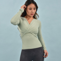 V Collar Perspiration Blouses Long Sleeves Cross New Woman Yoga Breathable Comfort Running High Play Sport Tight Fit