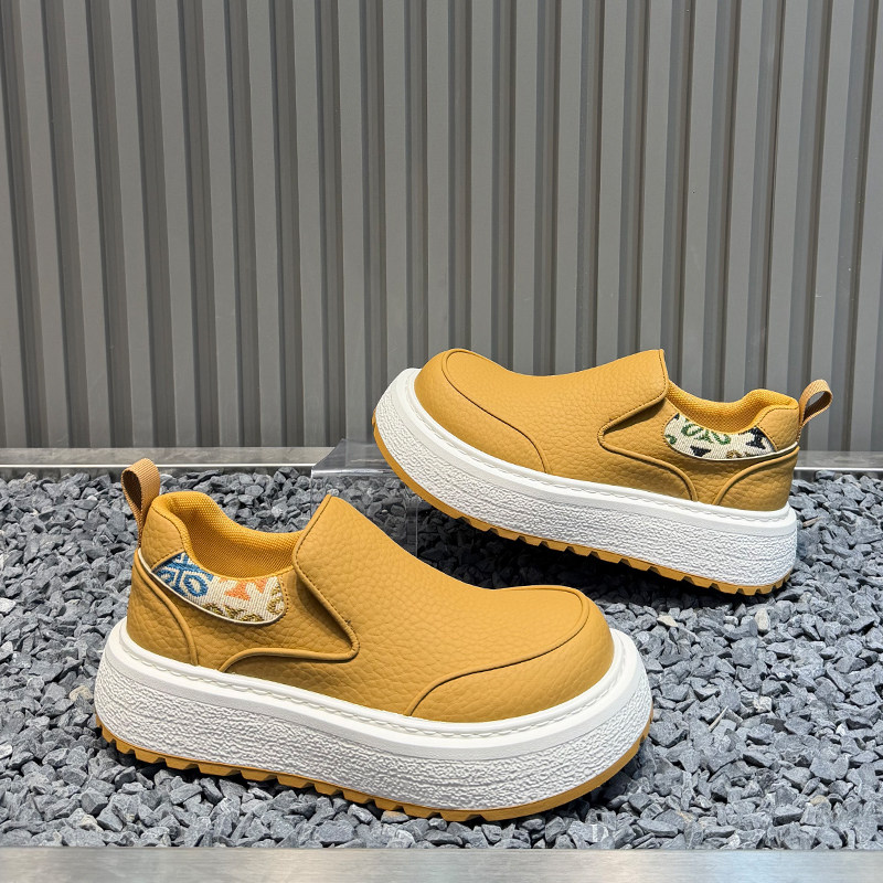 男鞋2026春季新款时尚百搭厚底懒人一脚蹬皮面增高韩版爆款休闲鞋,淘宝优惠券,粉丝福利购,淘宝优惠卷