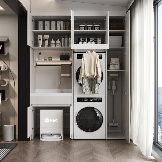 Balcony laundry cabinet washing and drying set integrated door-to-door installation