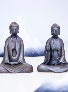 禅意新中式仿铸铁精品释迦摩尼如来佛祖像创意桌面小摆件纯手工