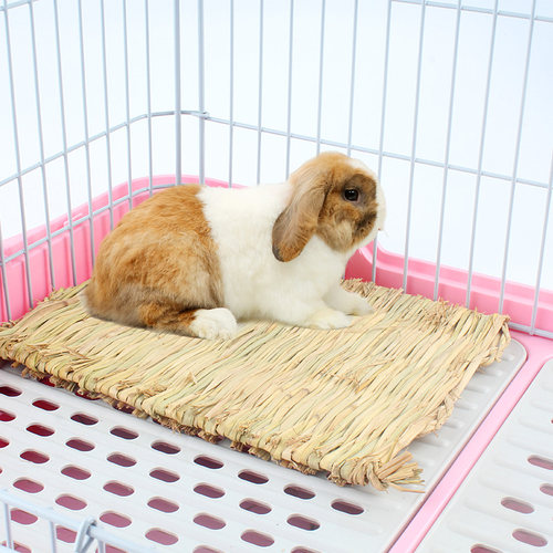 宠物兔子草垫脚垫专用用品过冬龙猫荷兰猪防卡脚垂耳兔侏儒窝垫子 - 图1