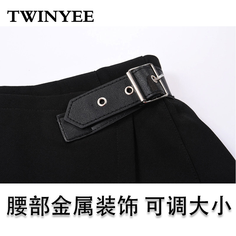 小熊黑色夏2020新款高腰大码半身裙 添毅半身裙