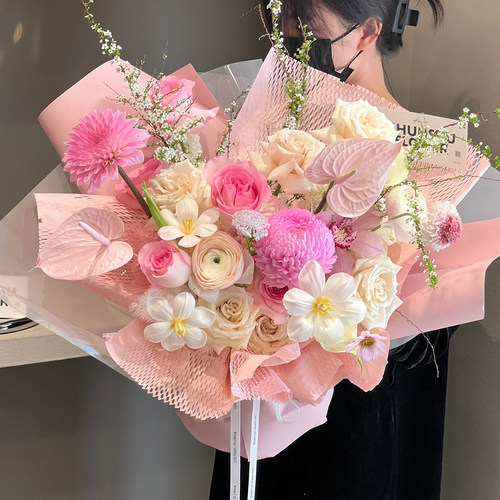 蜂窝纸花束包装纸水果鲜花蜂巢网纹纸白色网格压纹包花纸花艺材料 - 图2