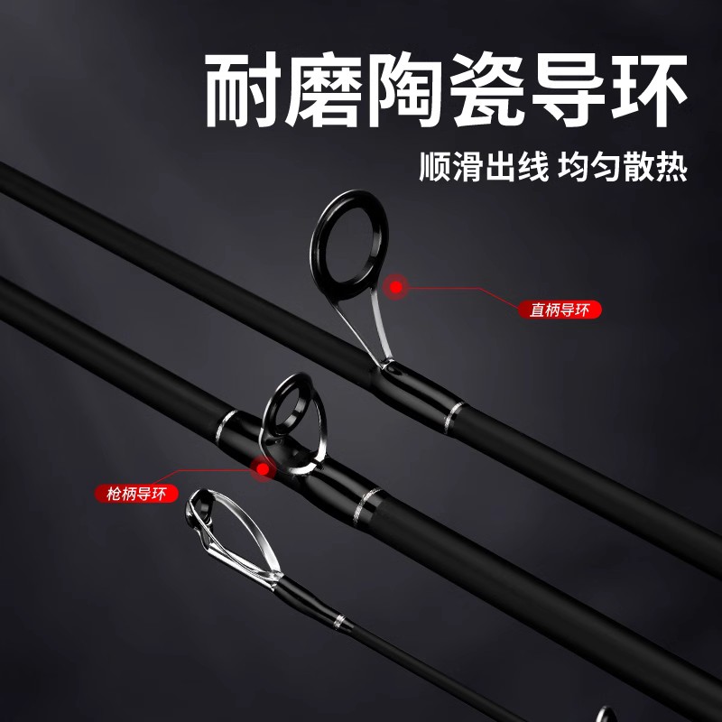 远投路亚竿套装H调MH超硬调枪直柄单杆海钓鲈鱼翘嘴抛杆全套正品 - 图2