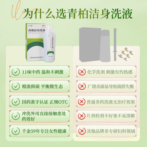 千金青柏洁身洗液阴道炎外阴瘙痒湿疹止痒私密处洗液妇科炎症用药 - 图0