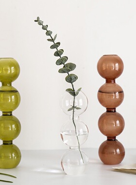 ins风泡泡北欧小花瓶摆件客厅插花透明玻璃干花器餐家居装饰