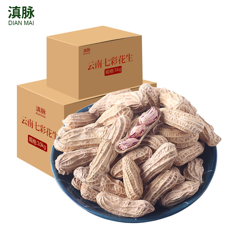 滇脉云南七彩带壳炒熟新鲜生花生 滇脉花生
