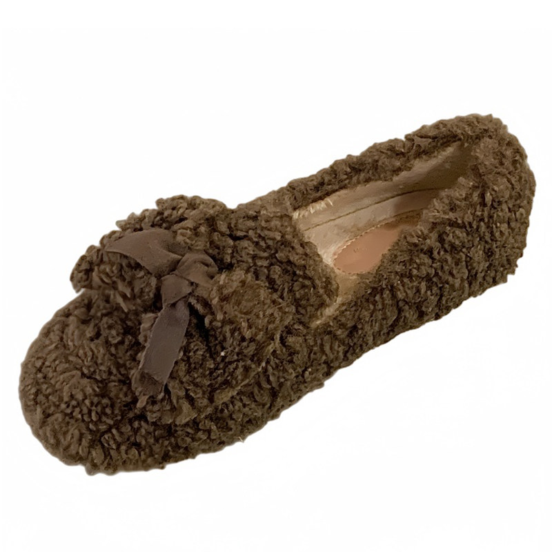 厚底毛毛鞋女冬外穿懒人一脚蹬乐福鞋法式蝴蝶结豆豆鞋女加绒棉鞋,淘宝优惠券,粉丝福利购,淘宝优惠卷