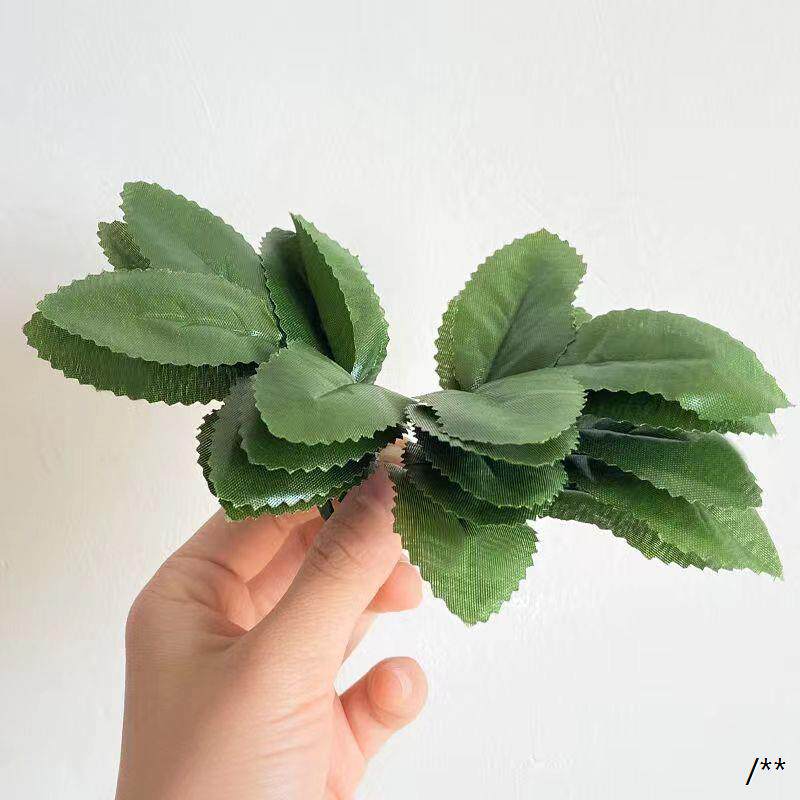 50片仿真绿植叶子丝印玫瑰花叶手工diy月季花叶绿叶装饰大宽叶