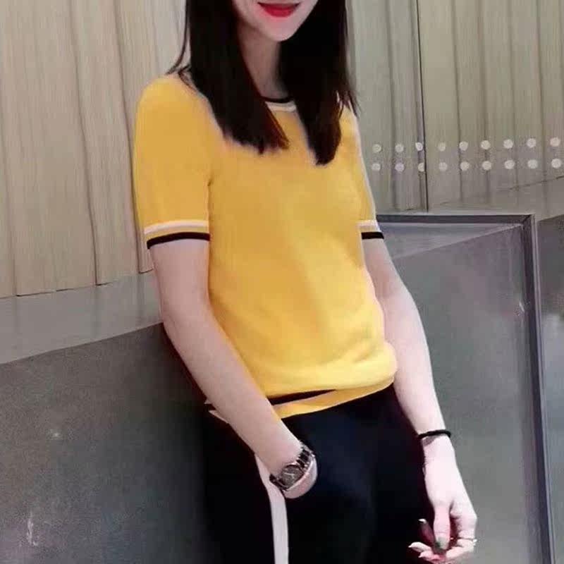 阿玛施旗舰店2020夏装新款女打底衫 简妍芙毛针织衫