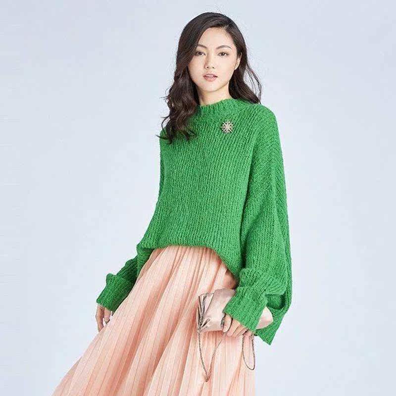 阿玛施旗舰店官网正品宽松针织衫 简妍芙毛针织衫