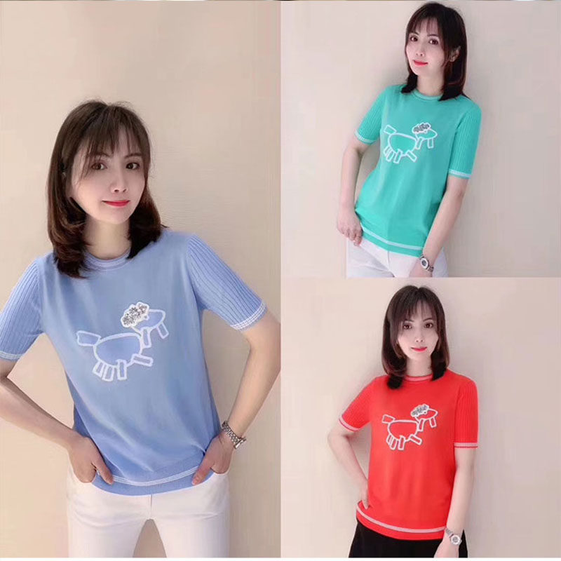 阿玛施旗舰店官网2020夏新款女t恤 简妍芙毛针织衫