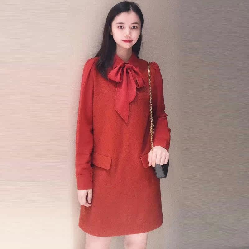 阿玛施旗舰店官网羊毛拼接连衣裙 简妍芙连衣裙