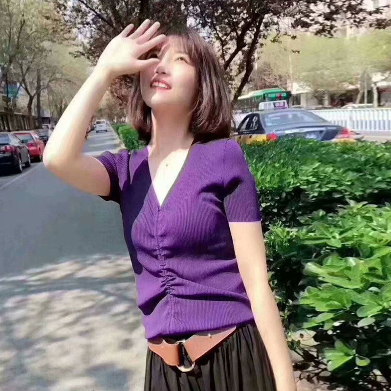 阿玛施旗舰店2020夏季新款抽绳t恤 简妍芙T恤