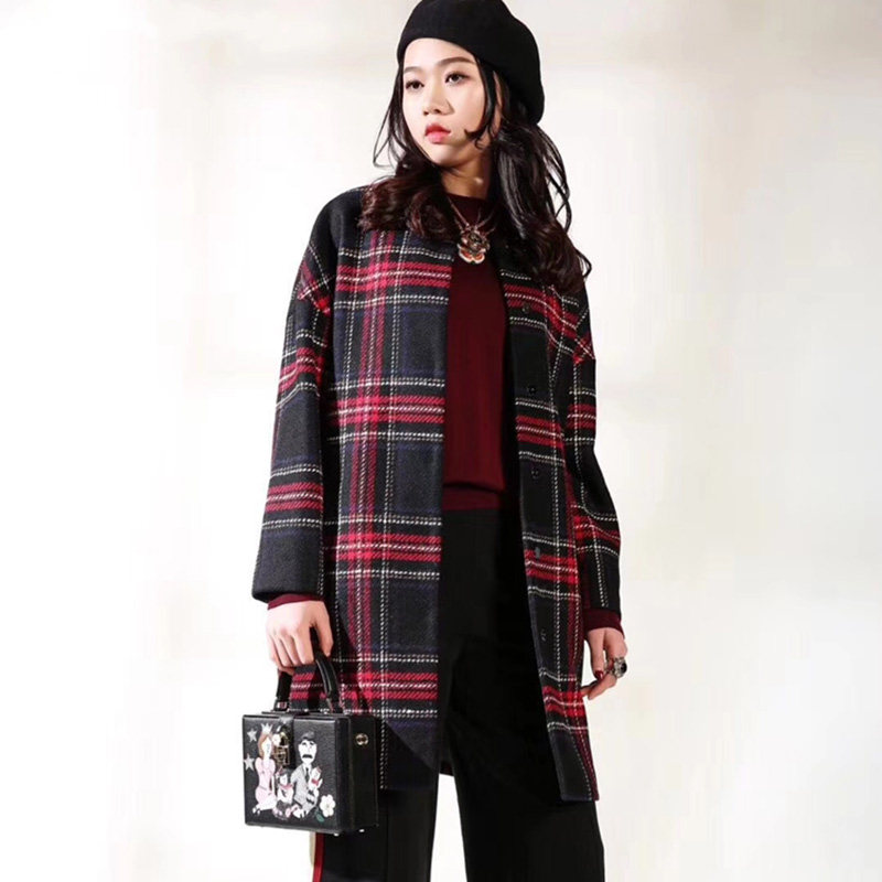 阿玛施旗舰店官网百搭风衣呢大衣 简妍芙毛呢外套