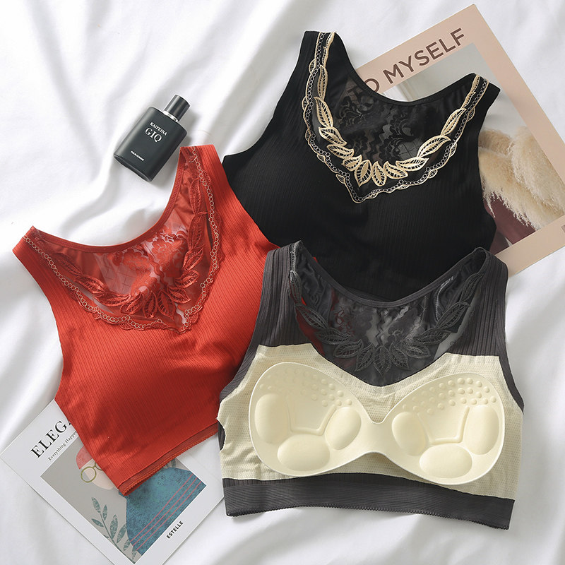 红色美背美胸透明蕾丝聚拢带抹胸 倾美城抹胸