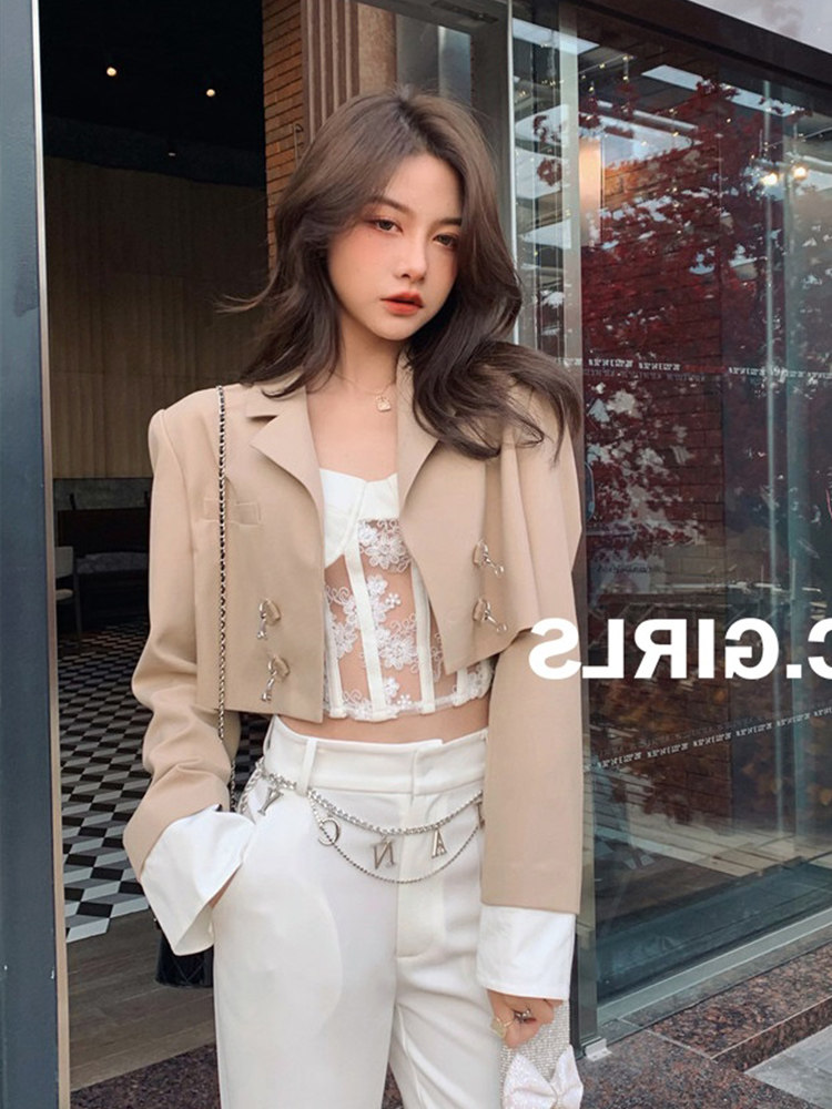 炸街西装外套女短款小个子2025年春秋时尚修身百搭超短小西服外搭,淘宝优惠券,粉丝福利购,淘宝优惠卷