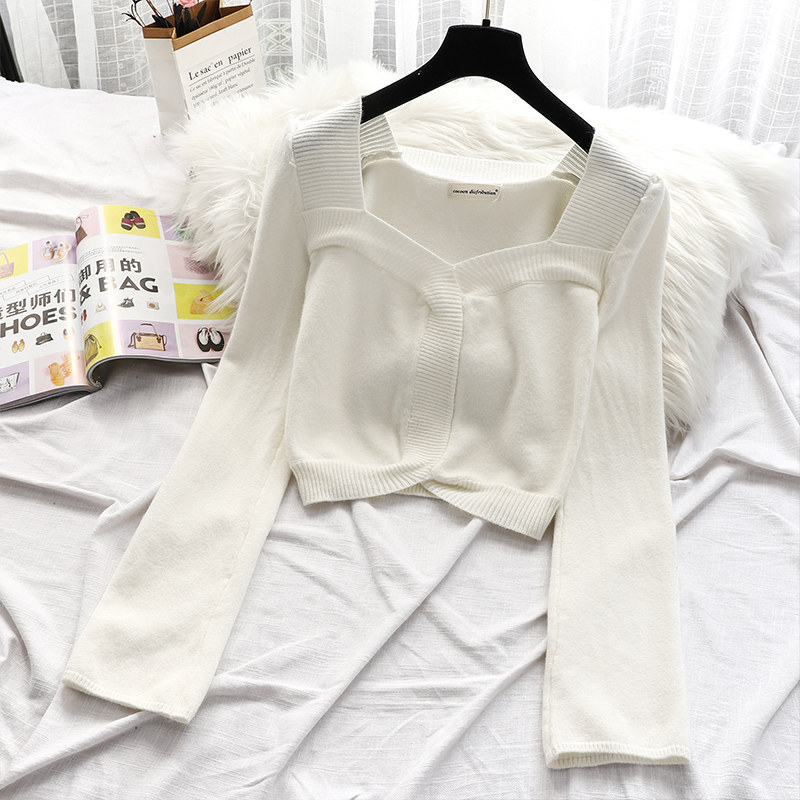 复古方领打底女早秋2020新款毛衣 秀依媚族毛针织衫