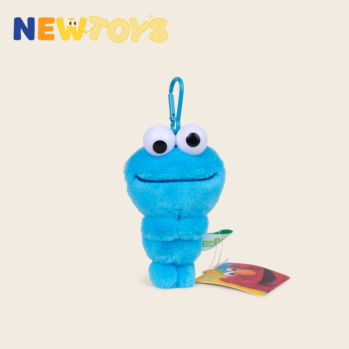 NewToys正版联名芝麻街甜饼怪艾摩毛绒公仔钥匙扣书包挂件钥匙扣 - 图1