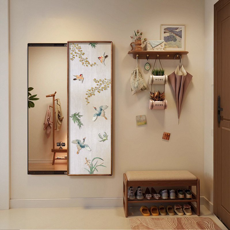 老钱风全身镜上墙隐藏式客厅卧室玄关门后穿衣镜装饰画推拉镜挂画,淘宝优惠券,粉丝福利购,淘宝优惠卷
