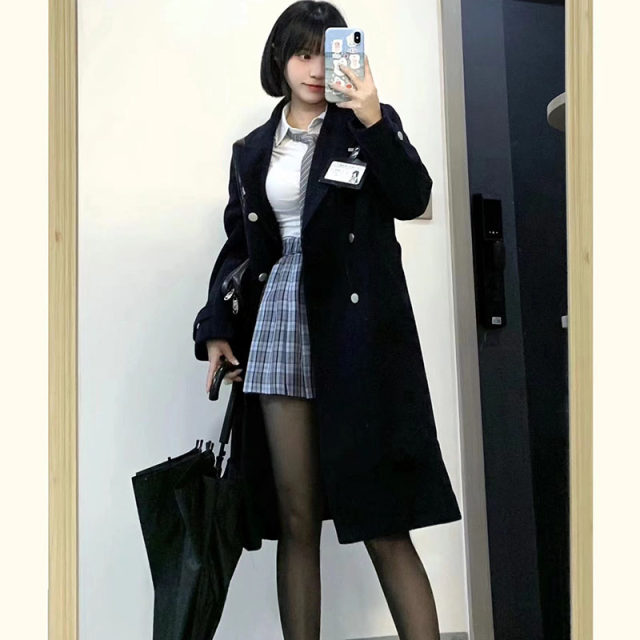 Mo Qiu JK uniform coat college style woolen coat for women