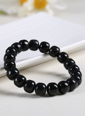 和田玉桶珠手串男女手链烟灰青花