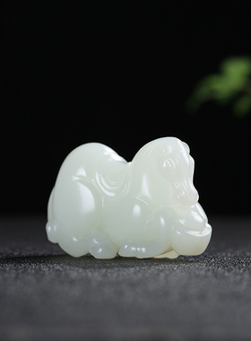 和田玉生肖马手把件玉石吊坠白玉